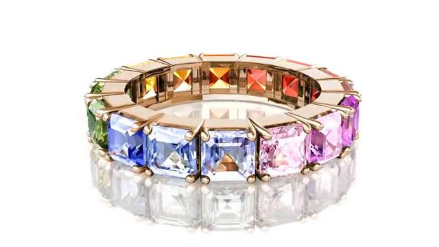 Asscher Cut Sapphire Rainbow Eternity Band смотреть онлайн