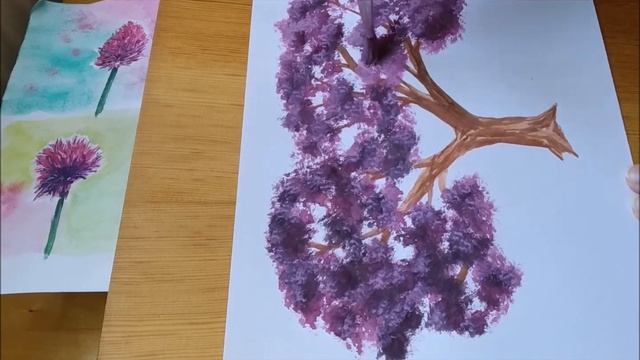 Как нарисовать цветущее дерево смотреть онлайн
