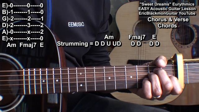 SWEET DREAMS The Eurythmics EASY Acoustic Guitar Lesson @EricBlackmonGuitar смотреть онлайн