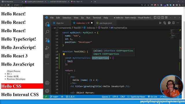 CSS in JSX - ReactJS(TypeScript) | MengSreang Channel смотреть онлайн