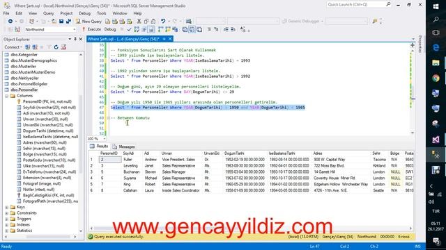6-) T-SQL Where Komutunda Between Komutunun Kullanımı смотреть онлайн