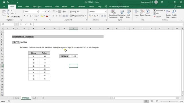 Excel STDEV S Function смотреть онлайн