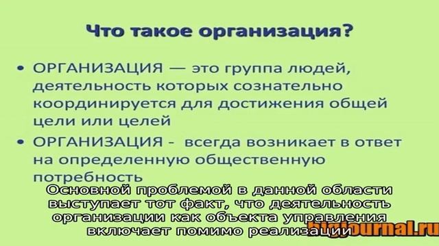 Организация как объект управления