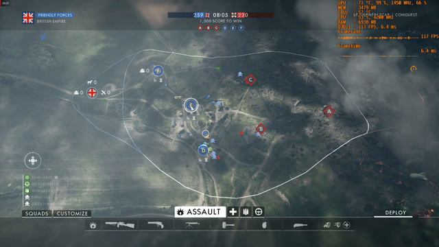 Ryzen R5 2600 OC  RX 580 - Battlefield 1 1080p Ultra Preset 64 Player Operations