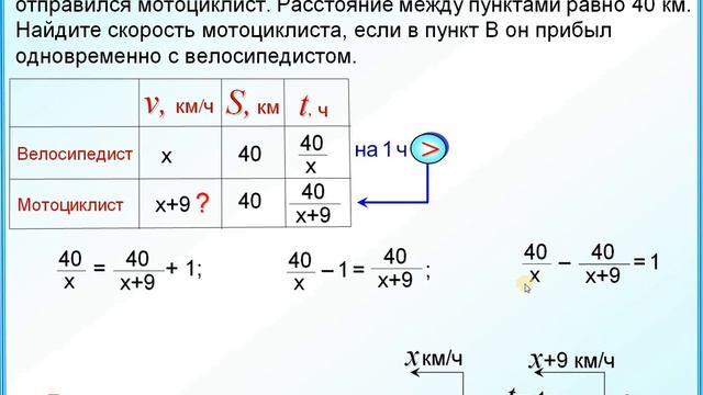 Задача на движение Дробно рациональное уравнение смотреть онлайн