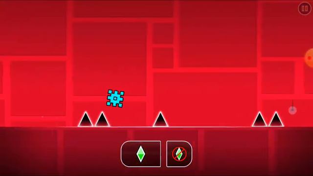 Прохожу четвёртый уровень с кристаллами в игре Geometry Dash.