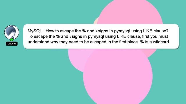 MySQL : How to escape the % and \ signs in pymysql using LIKE clause? смотреть онлайн