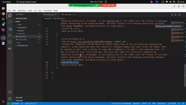 Php 3 - dars. Amaliyot. Massivlar orqali yangilik (news) sayti смотреть онлайн