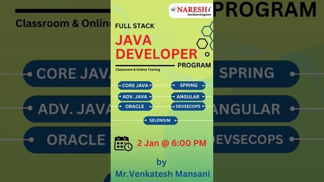 New Batch for Full Stack Java Developer at 6.00pm | Mr. Venkatesh Mansani смотреть онлайн