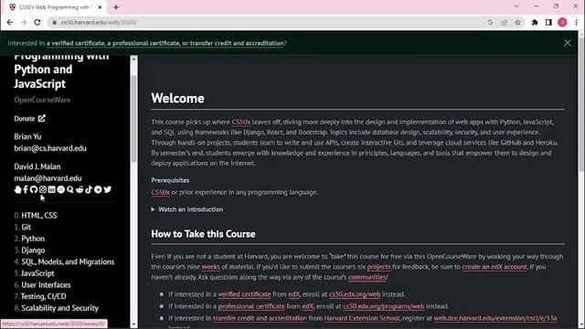 FREE COURSE on Web development using Python and JavaScript. смотреть онлайн