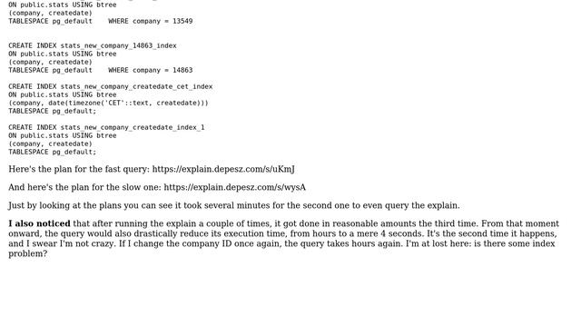 Postgres DB is extremely fast with a query with a certain parameter, but extremely slow for another смотреть онлайн