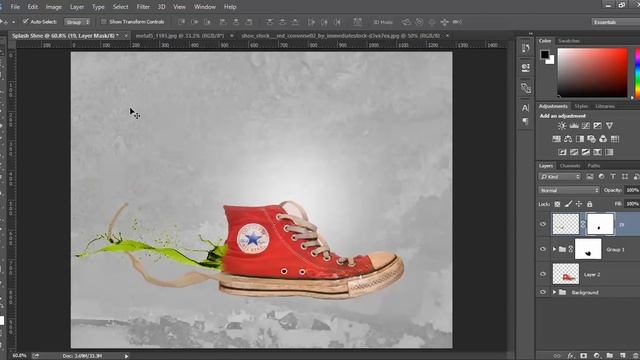 Photoshop Tutorial - Creating Splashing Sneaker смотреть онлайн