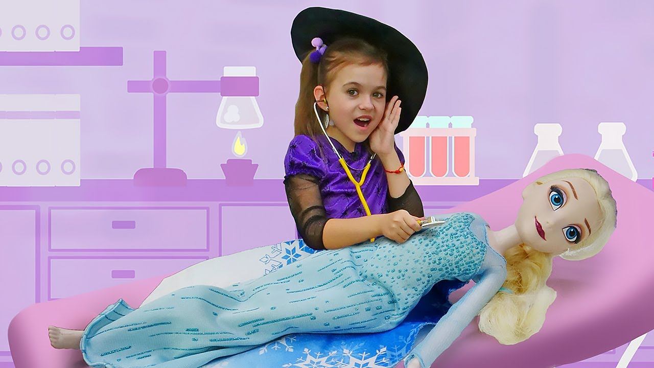 Королева Эльза Холодное сердце. Disney Принцесса Эльза заболела. Мультики Ведьмочка Юлли смотреть онлайн