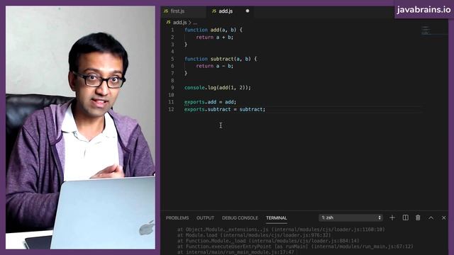 Module exports in Node.js explained - Node.js Basics [09] - Java Brains смотреть онлайн
