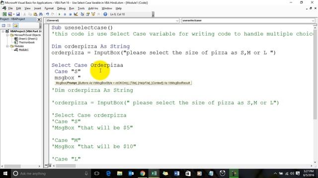 Learn VBA Part 16 - Use Select Case Variable in VBA Hindi смотреть онлайн