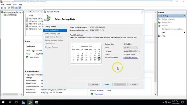 08 - Windows Server 2016 - How to Restore Backup from Windows Server Backup Step by step смотреть онлайн