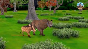 Lion Vs Hyenas Epic Battle | Wild Pig Protects its Lion From Hyenas | Funny Animals Doodles