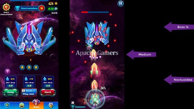 Boss 14 Noctuoidea GALAXY ATTACK: ALIEN SHOOTER | Easy I Medum I Hard смотреть онлайн