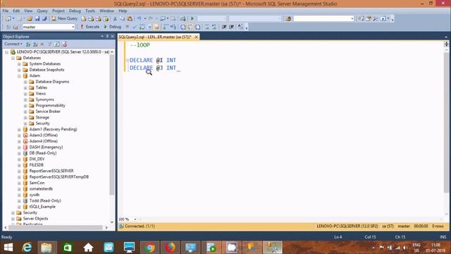 Print 1 to 100 in SQL Server Without Using Loop смотреть онлайн