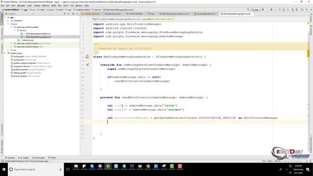 Kotlin Android Tutorial - Handing Notification Firebase Mesage смотреть онлайн