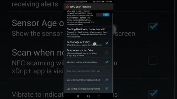 xDrip+ NFC Scan Setup