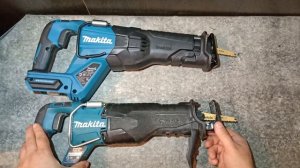 Пилы сабельные аккумуляторные 40В-18В Makita JR001GZ и Makita DJR187Z внешний вид габариты отличия.