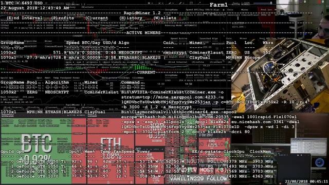 0040m040 2018-08-22 Live GPU mining profit monitor of 980 Ti, 1050 Ti, 1063, 1070 смотреть онлайн