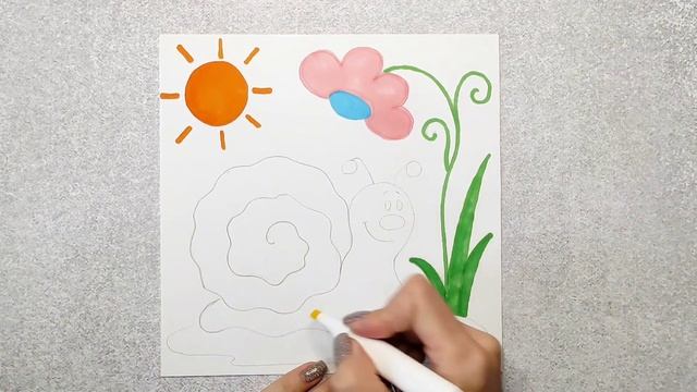 Как нарисовать улитку. Поэтапное рисование для детей. смотреть онлайн