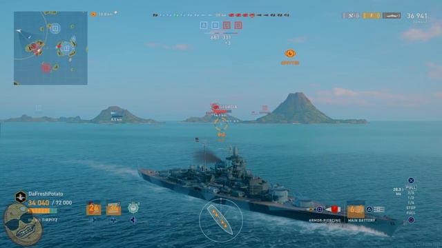 World of Warships: Legends | Battleship Kiting | Tirpitz Gameplay смотреть онлайн