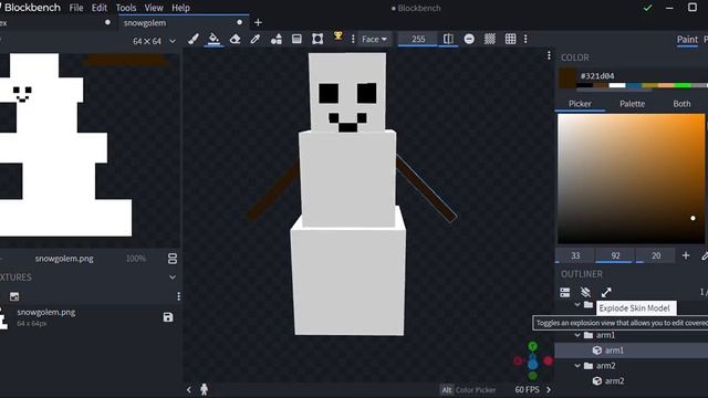 Minecraft Snowman in Blockbench смотреть онлайн