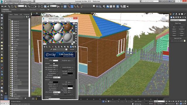 V-ray материал пластика для пластикового окна. Экстерьер от и до в 3dsMAX смотреть онлайн