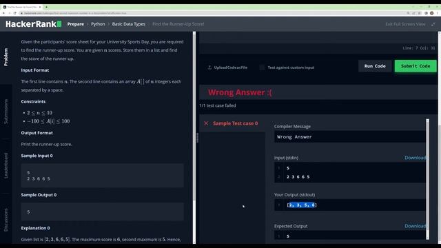 Python HackerRank Challenge #9 Python: Find the Runner-Up Score! смотреть онлайн