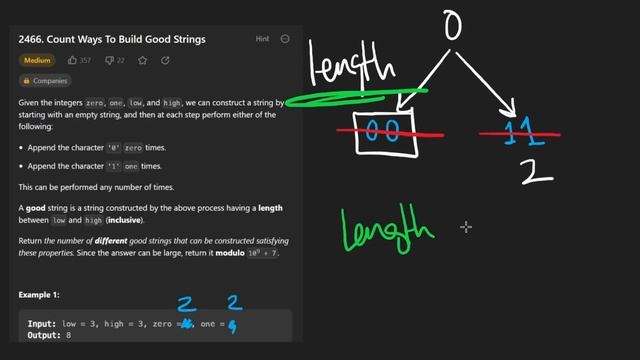 Count Ways to Build Good Strings - Leetcode 2466 - Python смотреть онлайн