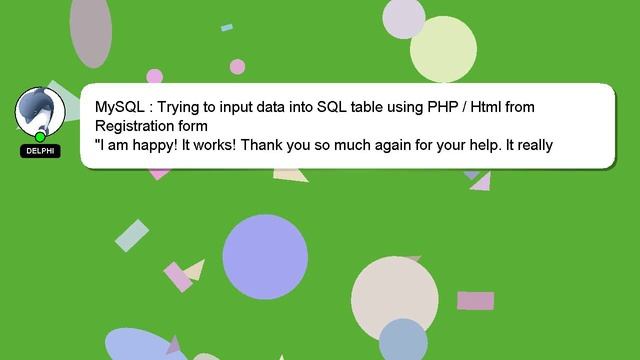 MySQL : Trying to input data into SQL table using PHP / Html from Registration form смотреть онлайн