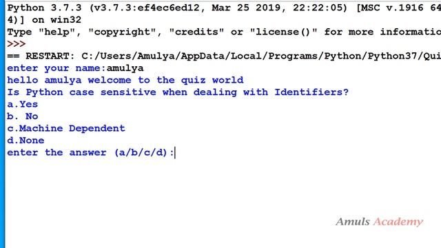 Create Quiz Using Dictionary | Python Tutorials | Interview Question смотреть онлайн
