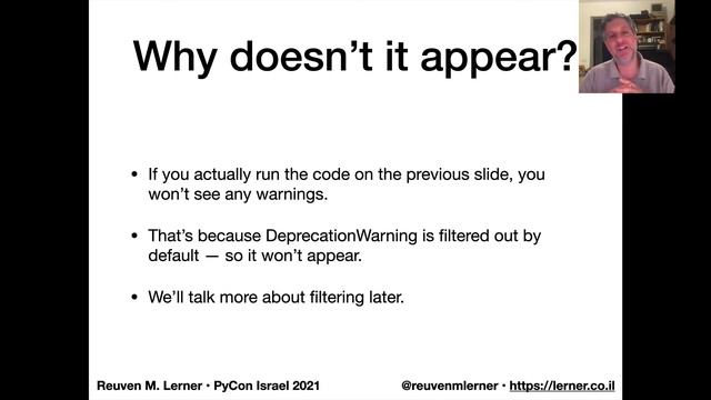 Reuven Lerner: When is an exception not an exception? Using warnings in Python смотреть онлайн