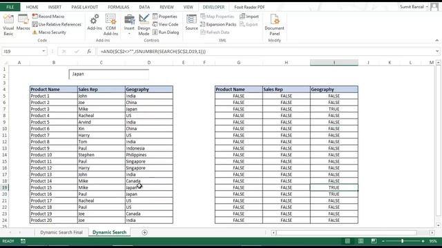 Dynamic Search Bar To Highlight Data In Excel