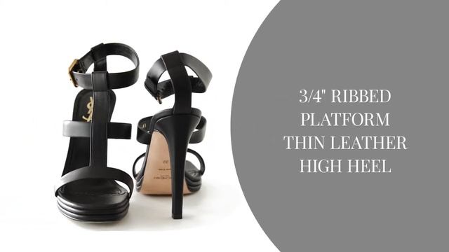YSL Yves Saint Laurent Shoe Bold T Ankle Strap Strap Platform Black Leather 39 / 9 смотреть онлайн