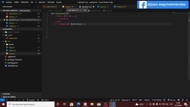 Calcular factorial utilizando recursividad en Python смотреть онлайн
