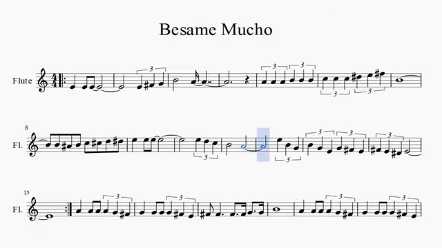 Partitura Besame Mucho versión dos Flauta Dulce смотреть онлайн