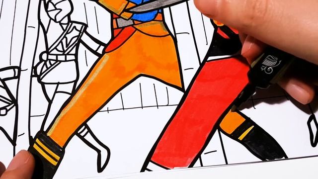 Power Ranger Coloring Pages for Kids, Coloring Power Rangers with Markers смотреть онлайн