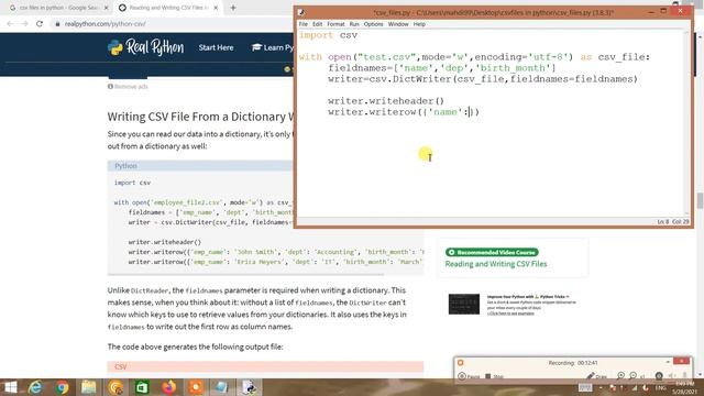 Python and CSV Files with CSV- Part 2 - Write смотреть онлайн
