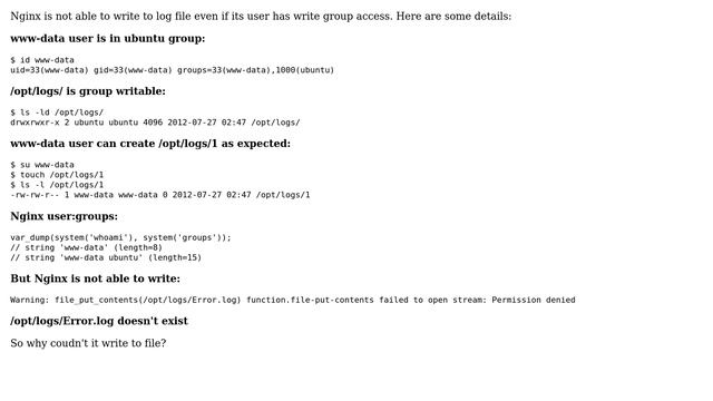 DevOps & SysAdmins: Permission denied for Nginx even if www-data user has group write access смотреть онлайн