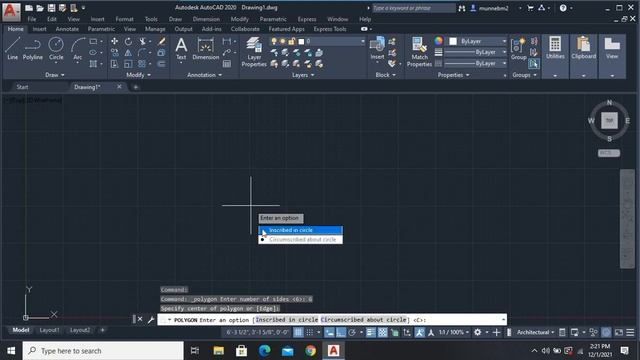 16 Polygon Command In AutoCAD|| AutoCAD Beginners Inscribed, Circumscribed, Edge, Triangle, Square смотреть онлайн