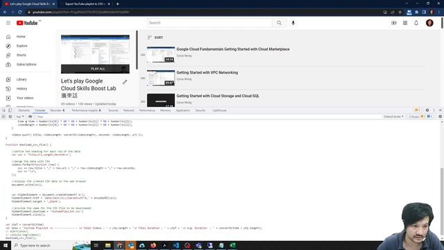 Export YouTube playlist to CSV with Google Chrome Developer Console смотреть онлайн