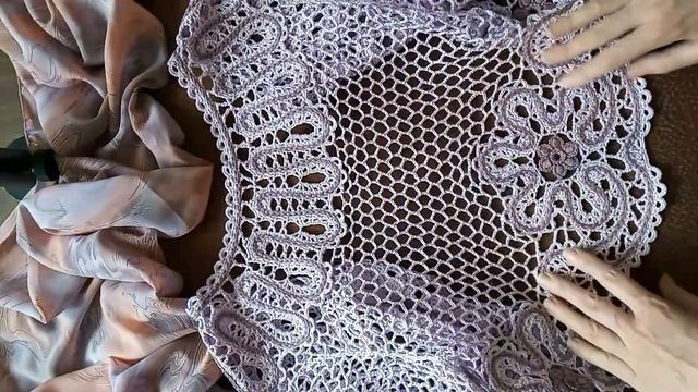 Авторское кружево Прохоровой Светланы. Болеро "Лорелея" в сиреневом с рукавочком смотреть онлайн