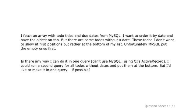 MySQL : PHP, MYSQL: Order by date but empty dates last not first смотреть онлайн