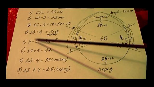 Самый точный расчет петель для изделий с рукавом реглан. смотреть онлайн