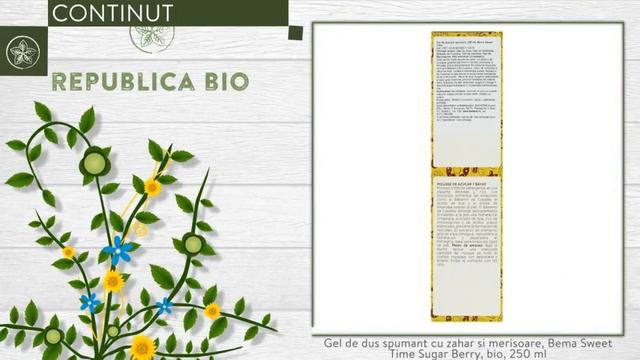 Gel de dus spumant cu zahar si merisoare, Bema Sweet Time Sugar Berry, bio, 250 ml смотреть онлайн