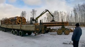 купил МАЗ полуприцеп. таскаю лес. маз лесовоз.